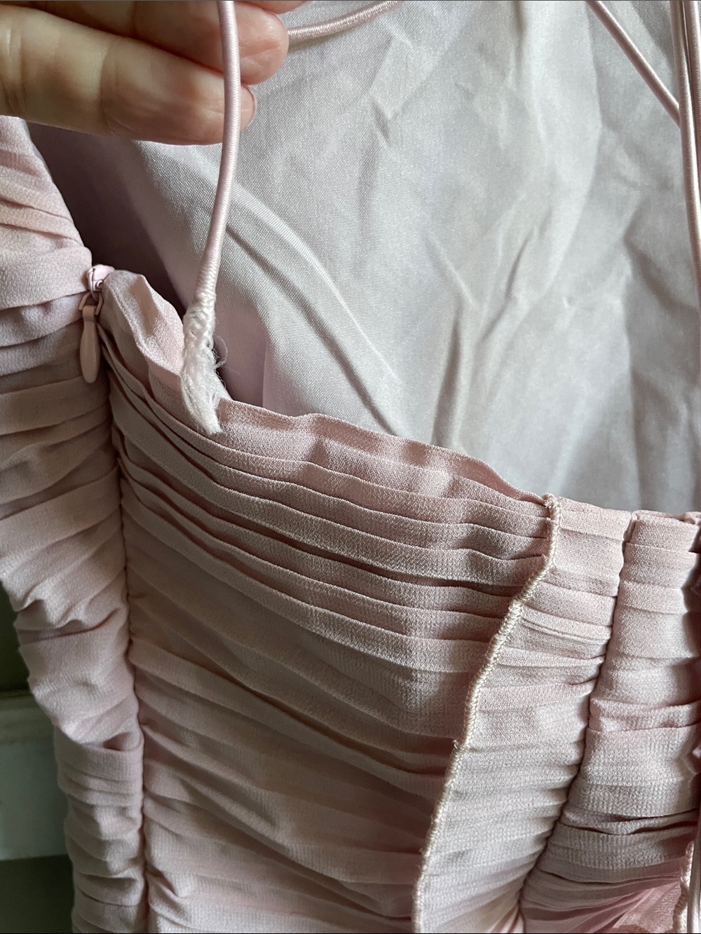 Pleated Ruffle Maxi Dress in Blush Pink - Picture 9 of 12